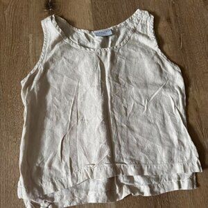 Parachute Linen Tank Top Clay/Cream Boxy Fit Cropped Size XS